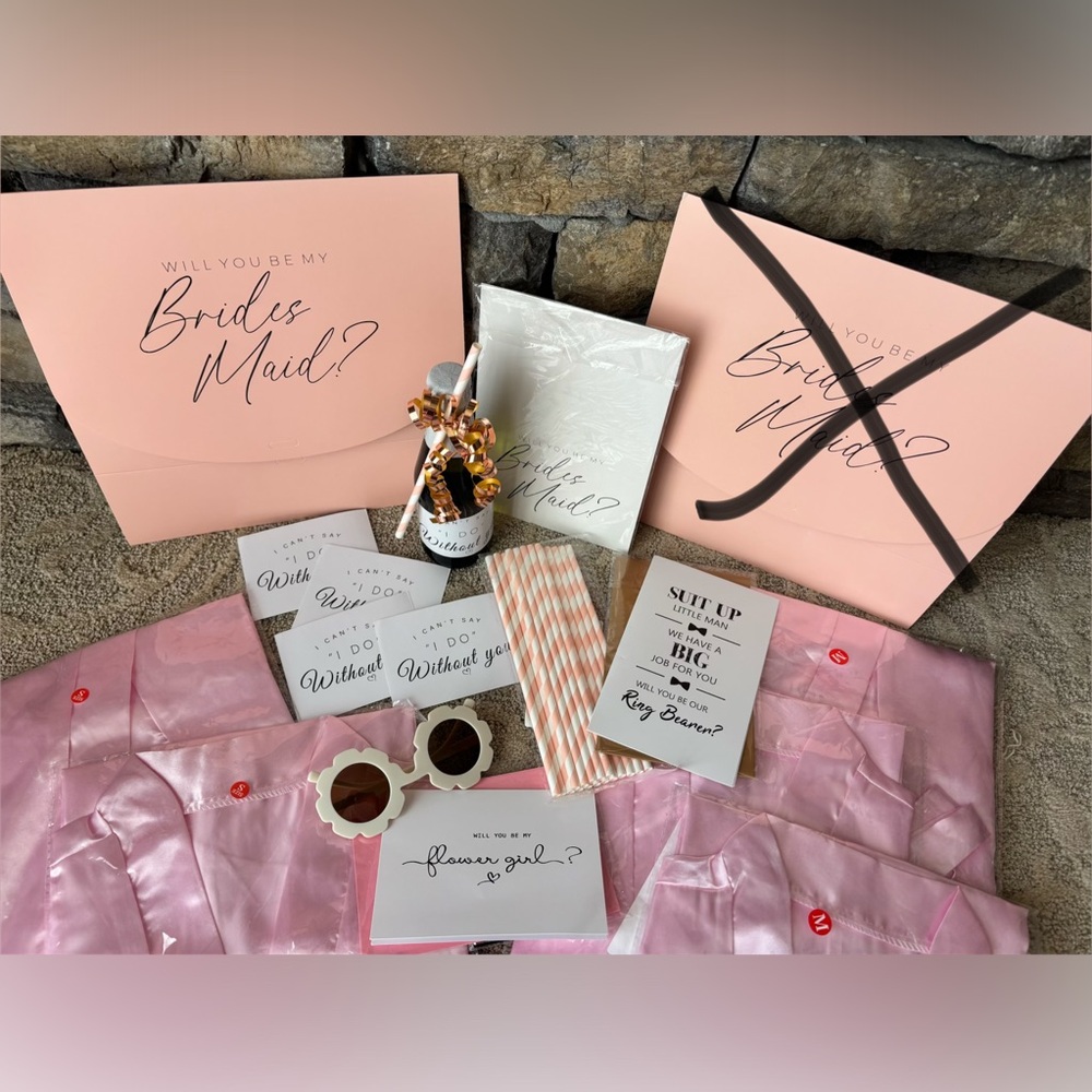 Bridesmaid Proposal Gift Sets with Pink Accents